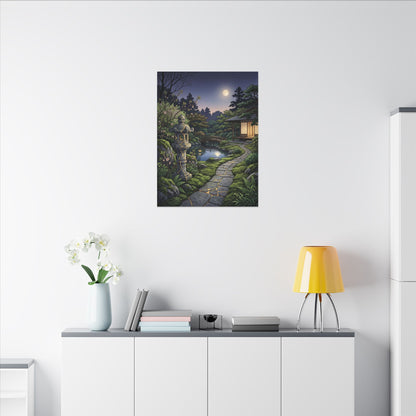 Spring Moonlit Garden Gold Vein Canvas Art | Resilient Decor