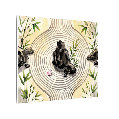 Zen Rock Garden in Golden Hour | Sumi E Canvas Art