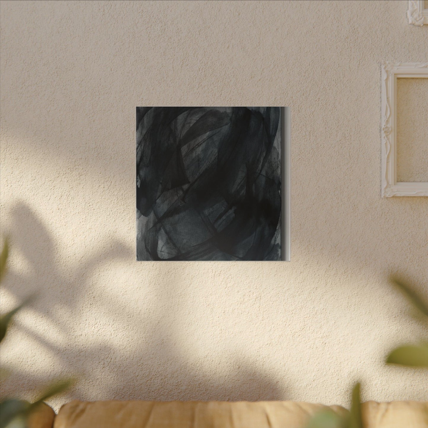 Deep Tones Dark Japandi Charcoal Canvas Art