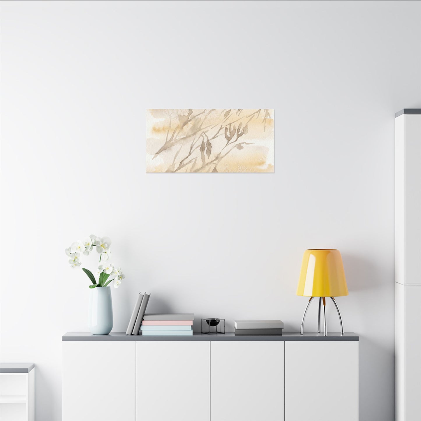 Shadow Play Winter Canvas Art | Japandi Warm Design