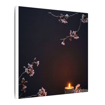 Dark Japandi Cherry Blossom in Candlelight | Moody Minimal Canvas Art