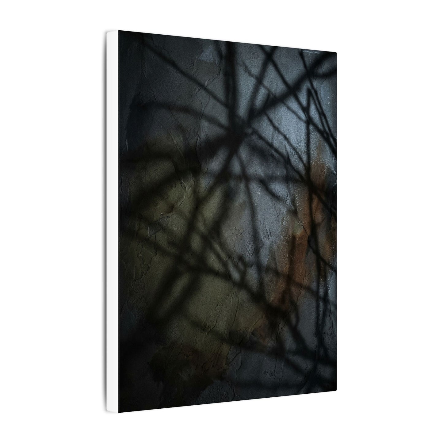 Shadow Play Dark Texture Canvas Art | Sophisticated Dark Japandi Art