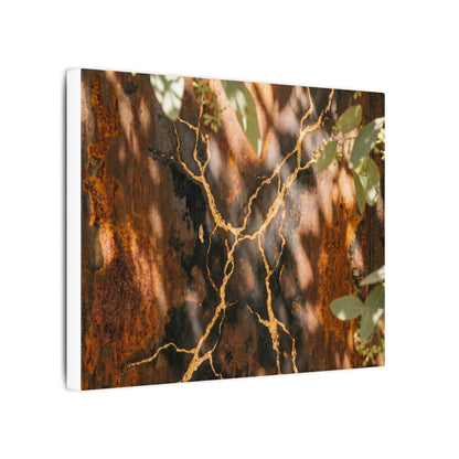 Kanso Rust Patina Canvas Art - Kintsugi Gold Vein