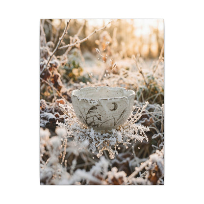 Japandi Ceramic Bowl in Golden Hour | Japanese Pattern Canvas Art