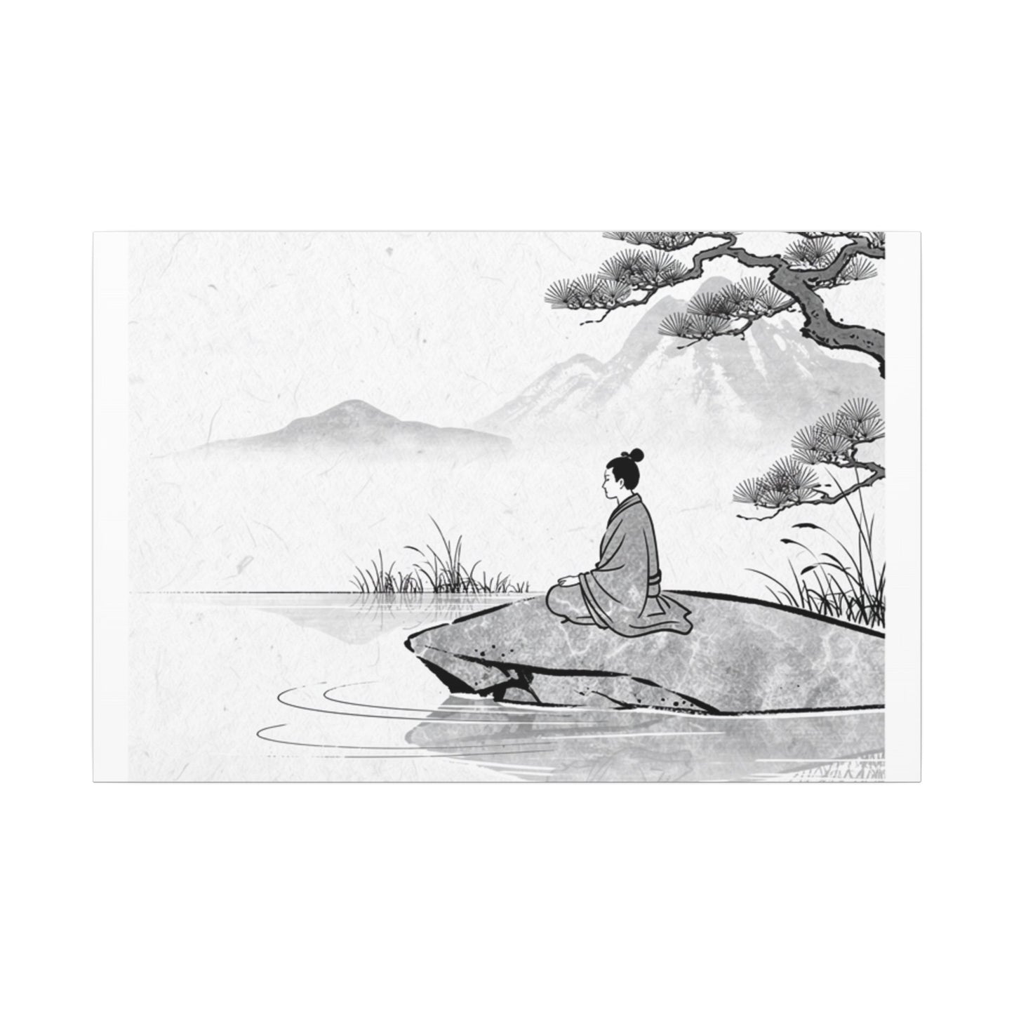 Meditation Harmonious Zen Ukiyo-e Canvas Art | Meditation Harmonious Ukiyo E Inspired Art Print
