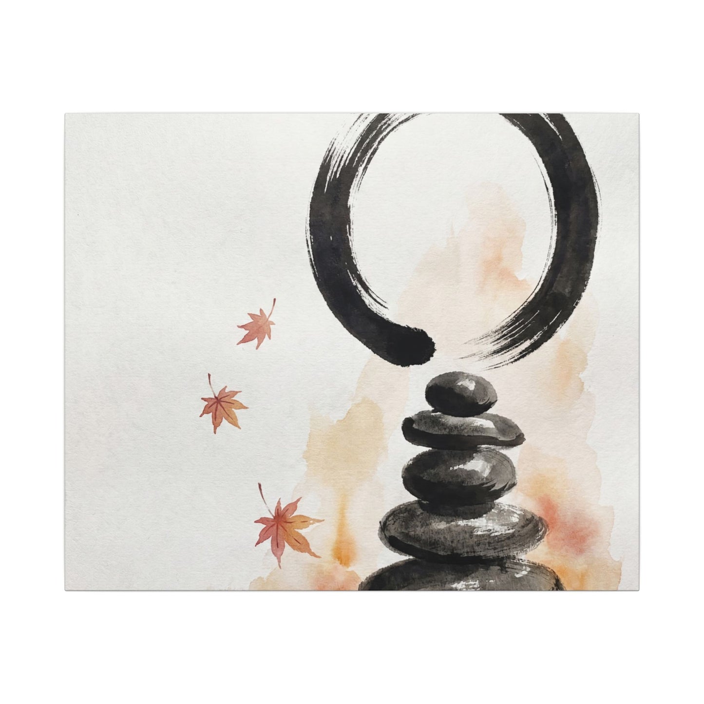 River Stones Canvas Art | Autumn Zen Enso Art