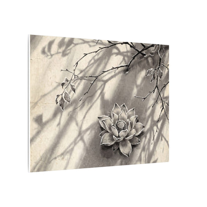 Winter Lotus Flower Sumi E Canvas Art | Contemplative Decor