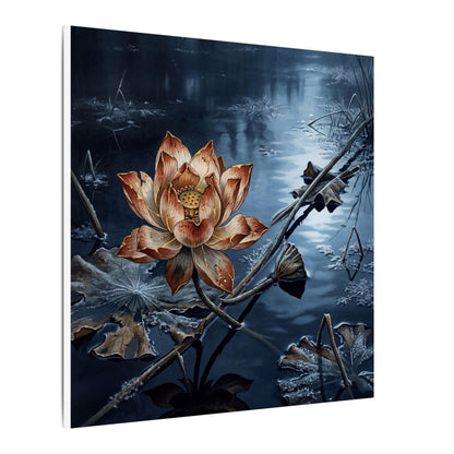 Winter Lotus Flower Broken Beauty Canvas Art | Healing Decor