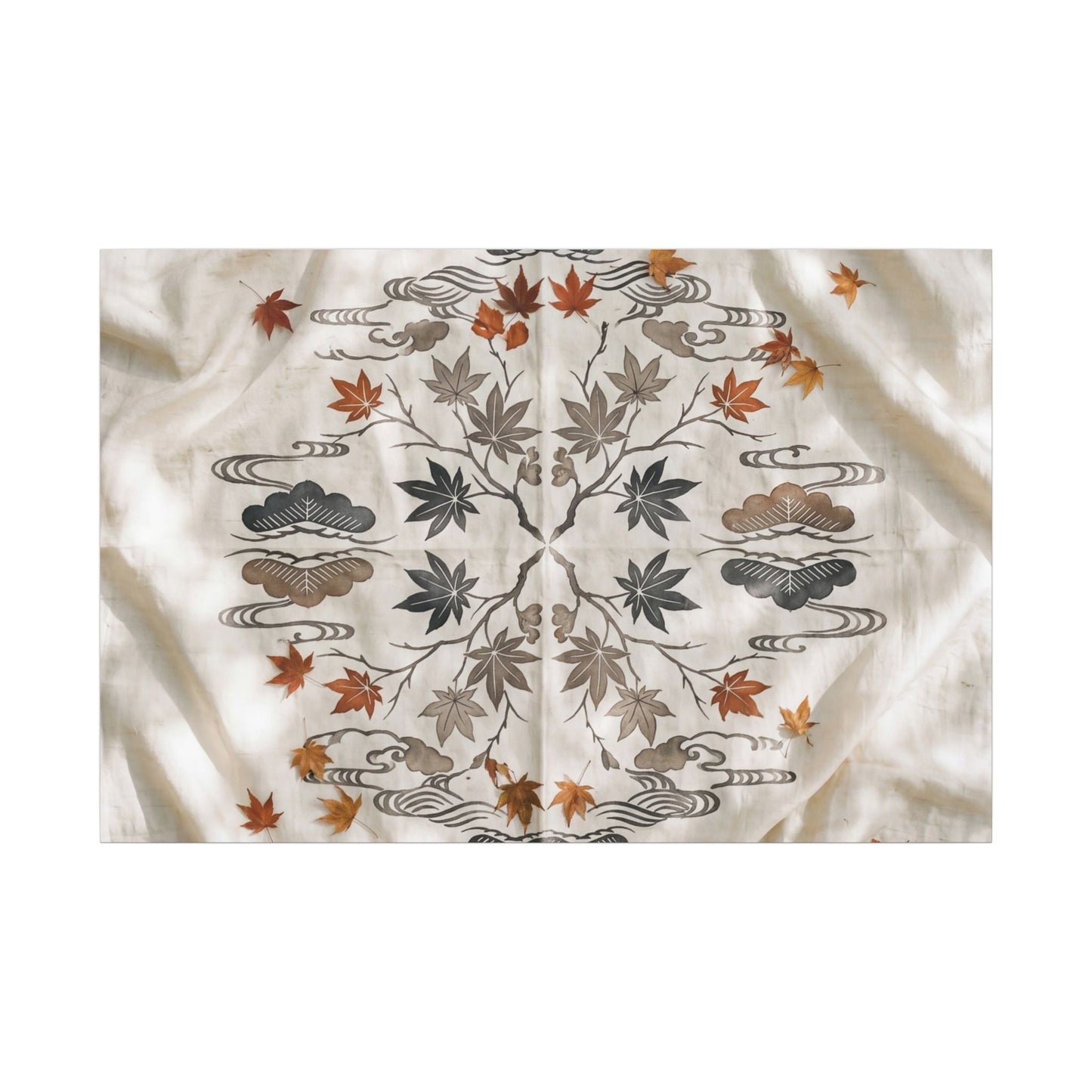 Elegant Silk Drape Canvas Art - Japanese Pattern Japandi