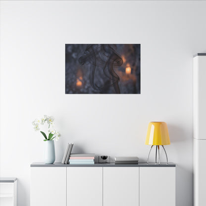 Incense Smoke Winter Canvas Art | Dark Japandi Sophisticated Design