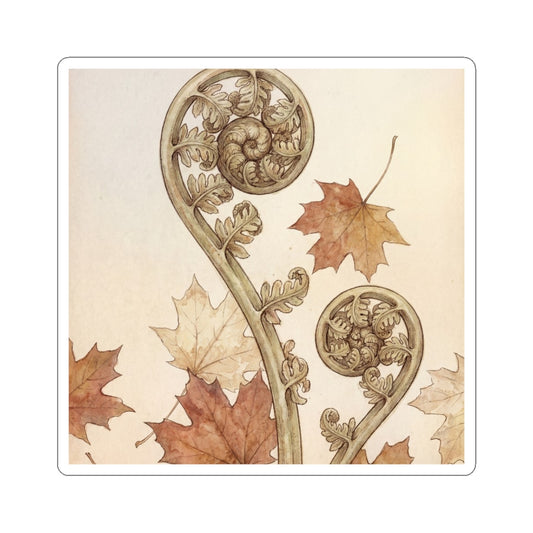 Earthy Fern Unfurling Sticker - Herbarium Cottagecore Art Print