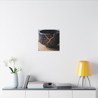 Tea Ceremony Autumn Canvas Art | Kintsugi Healing Design