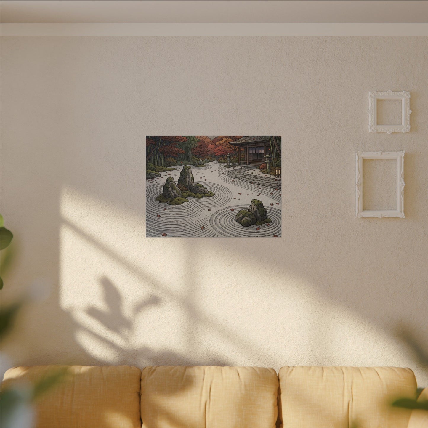 Autumn Rock Garden Ukiyo E Inspired Canvas Art | Peaceful Decor