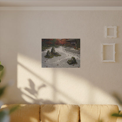 Autumn Rock Garden Ukiyo E Inspired Canvas Art | Peaceful Decor