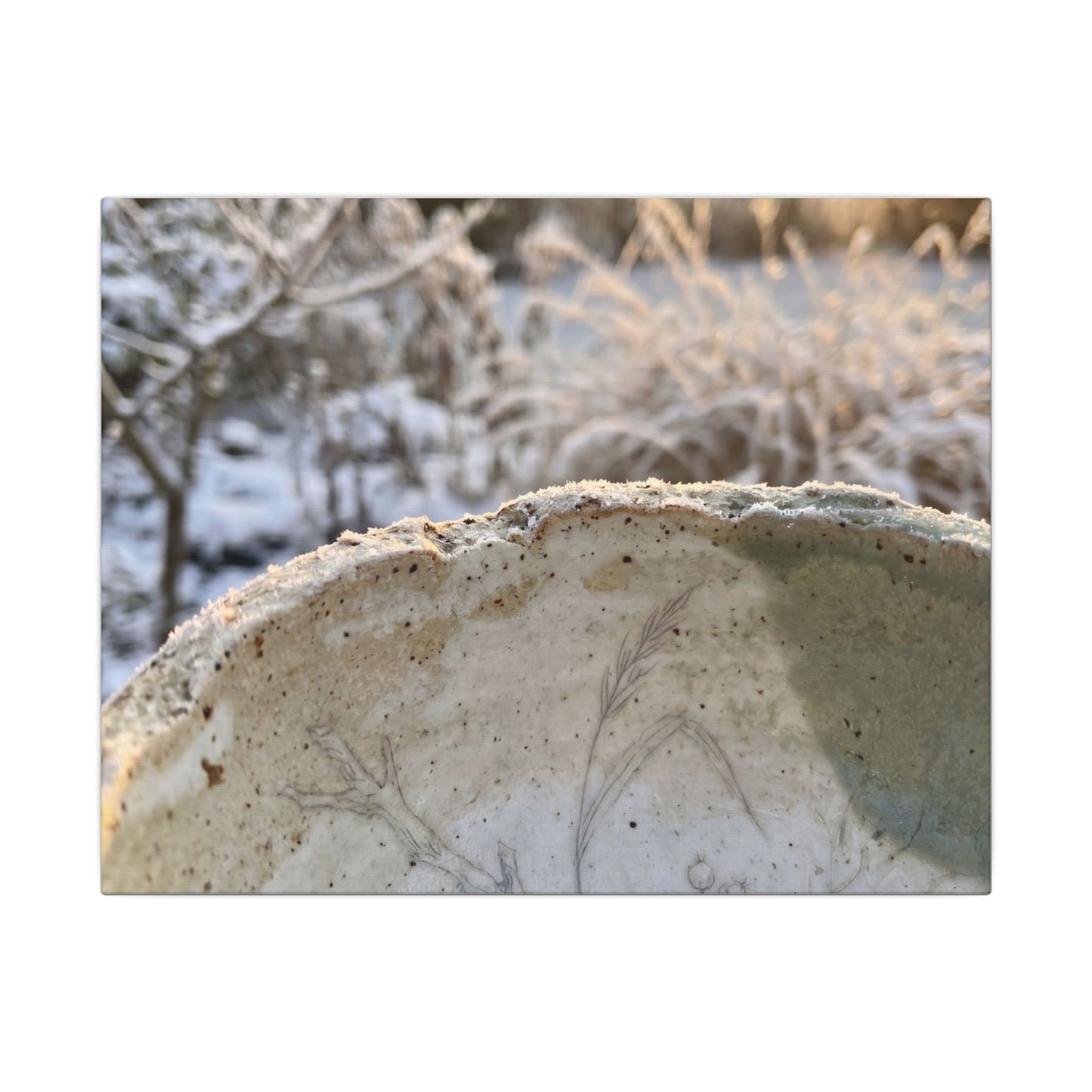 Ceramic Bowl Canvas Art | Winter Japandi Minimal Line Art