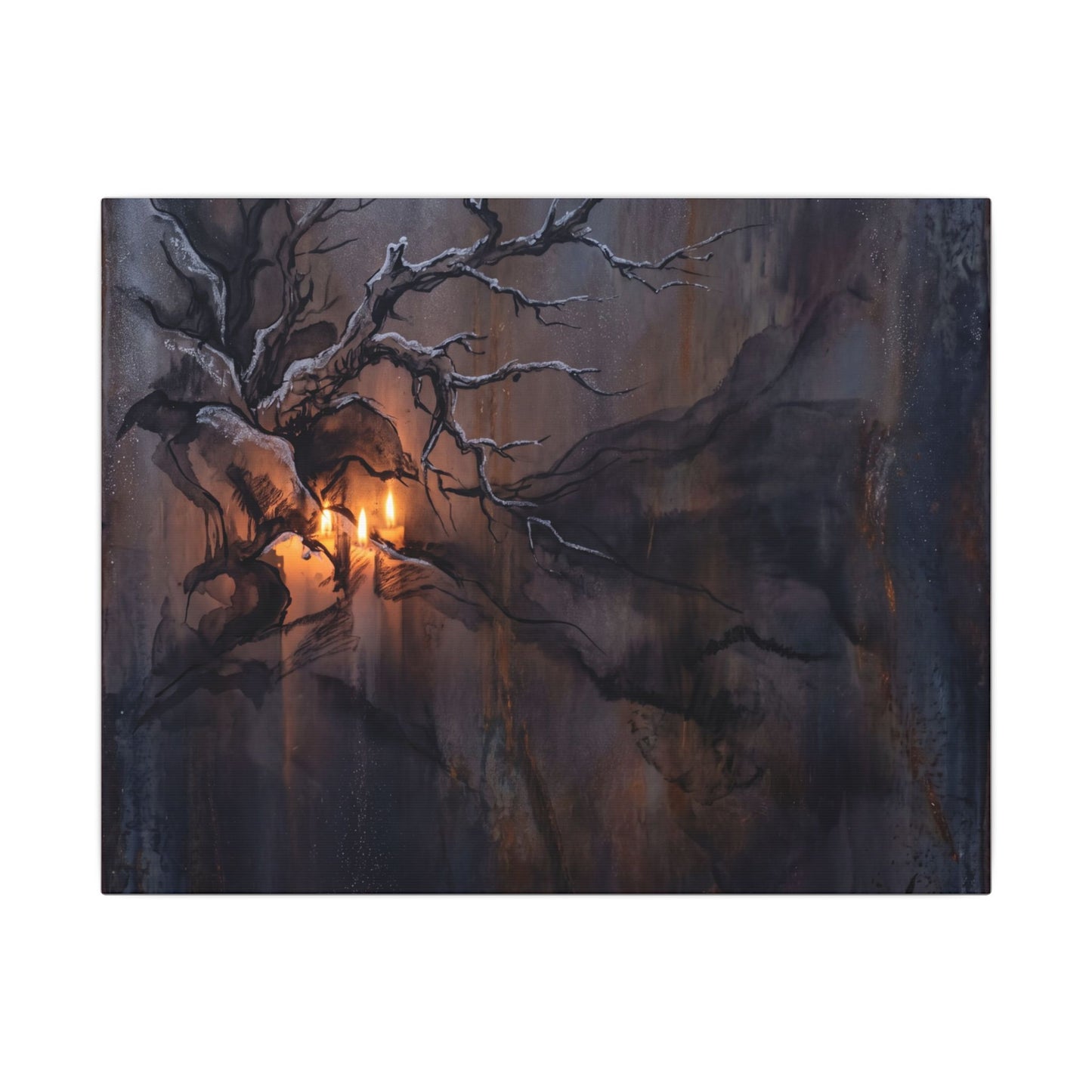 Winter Rust Patina Charcoal Ink Canvas Art | Atmospheric Decor Art Print