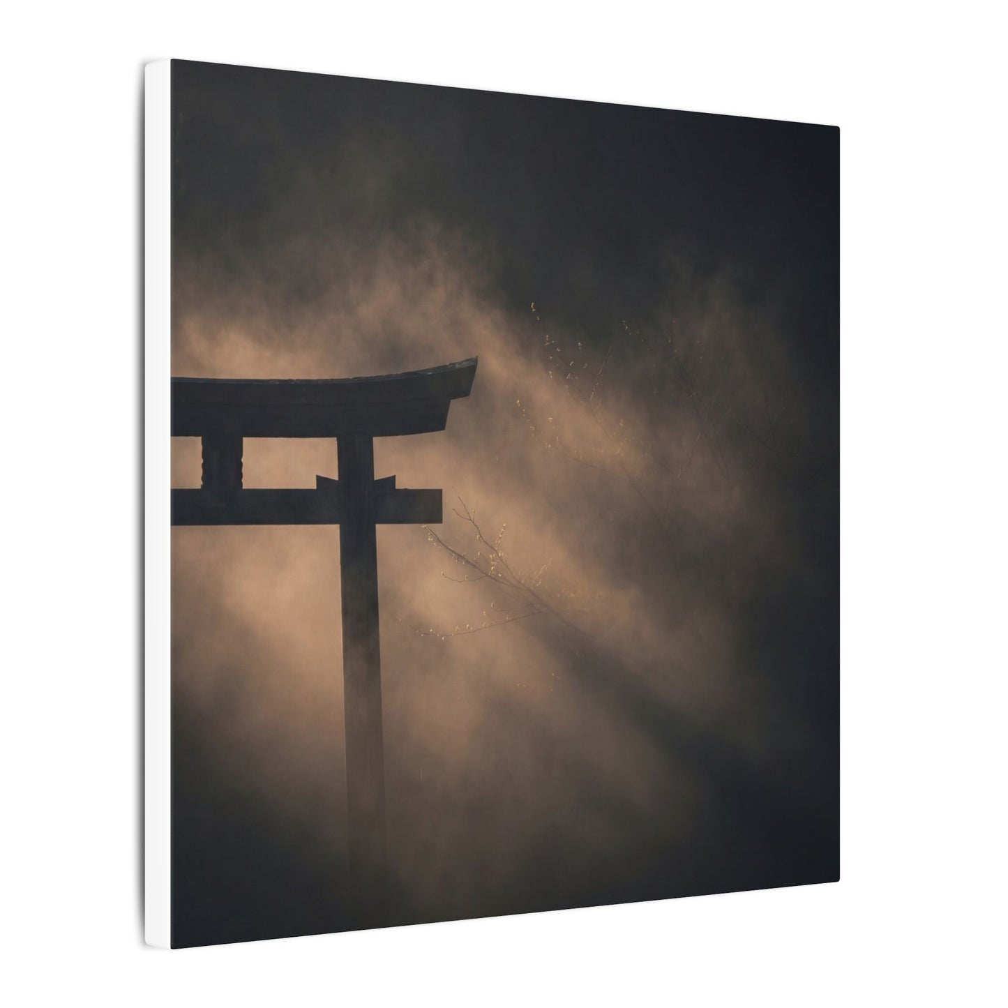 Torii Gate Shadow Zen Canvas Art | Bold Dark Japandi Art