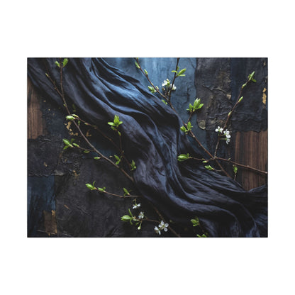Spring Silk Drape Dark Texture Canvas Art | Atmospheric Decor Art Print