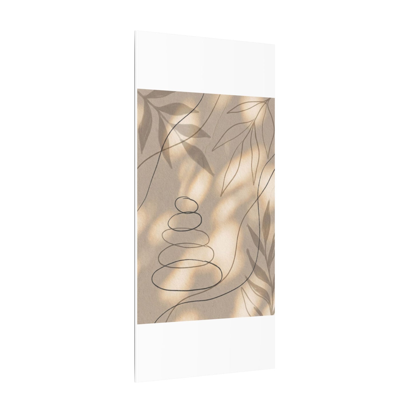 River Stones Minimal Line Canvas Art | Earthy Japandi Art