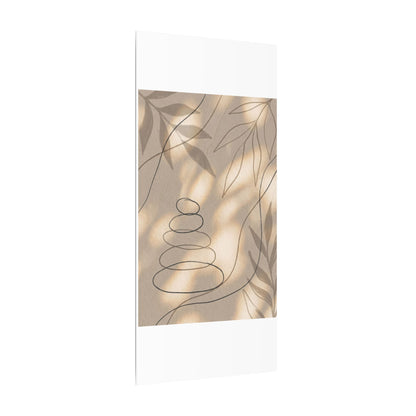 River Stones Minimal Line Canvas Art | Earthy Japandi Art