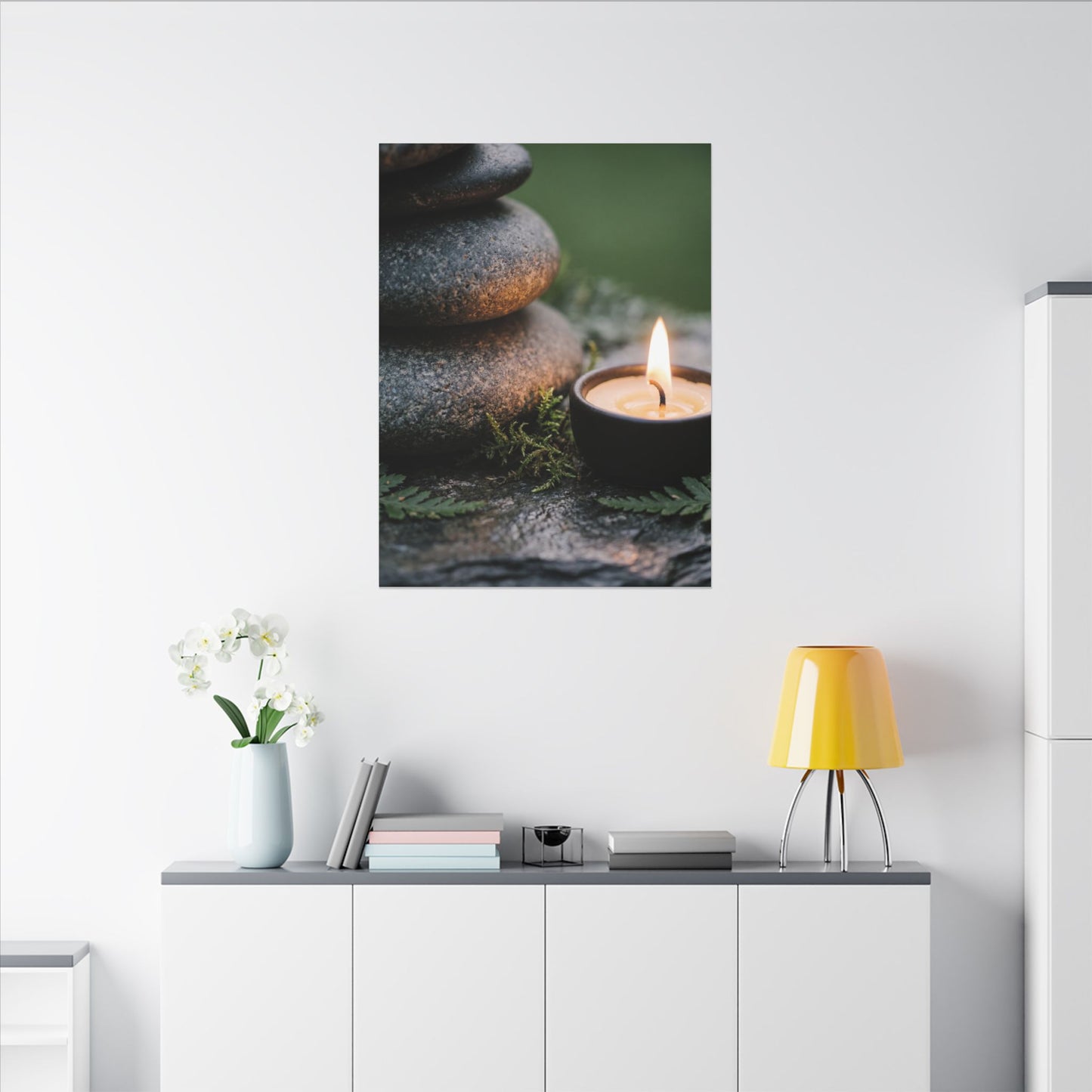 Warm River Stones Canvas Art - Japanese Pattern Japandi