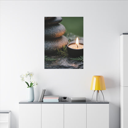 Warm River Stones Canvas Art - Japanese Pattern Japandi
