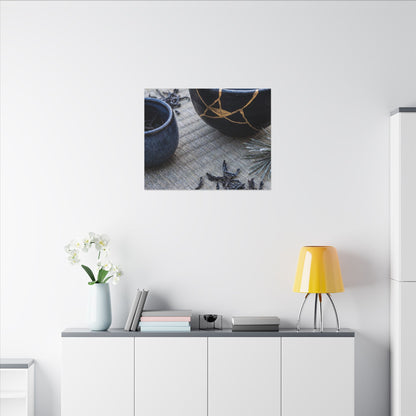 Kintsugi Tea Ceremony in Overcast | Gold Vein Canvas Art