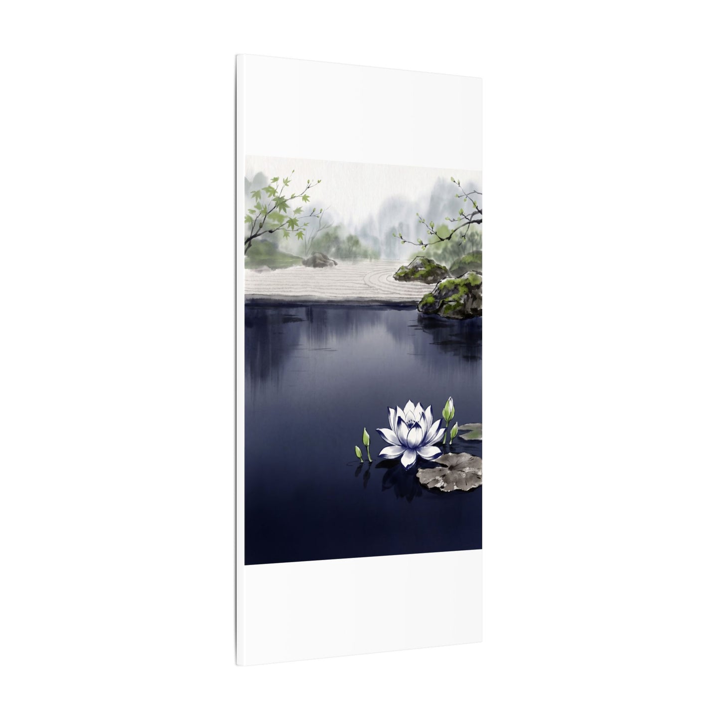 Lotus Flower Karesansui Canvas Art | Tranquil Zen Art