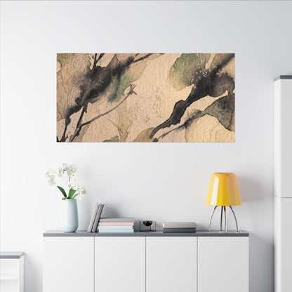 Japandi Shadow Play in Golden Hour | Watercolor Canvas Art