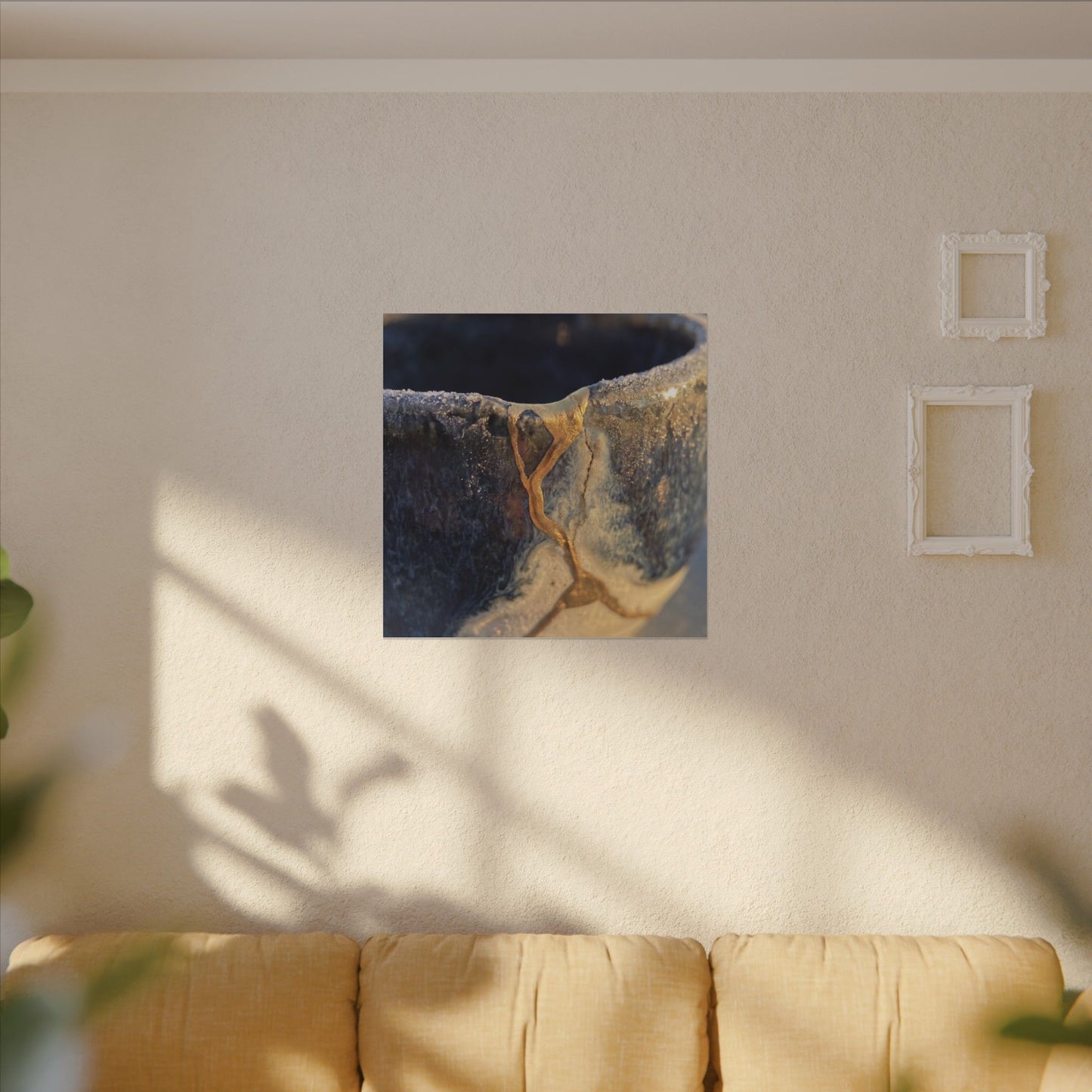 Winter Ceramic Bowl Gold Vein Canvas Art | Healing Decor