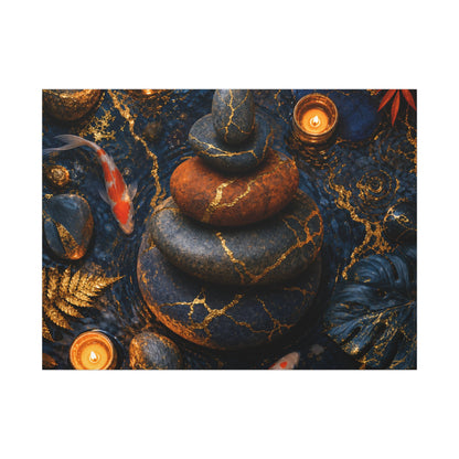 Summer River Stones Gold Vein Canvas Art | Resilient Decor