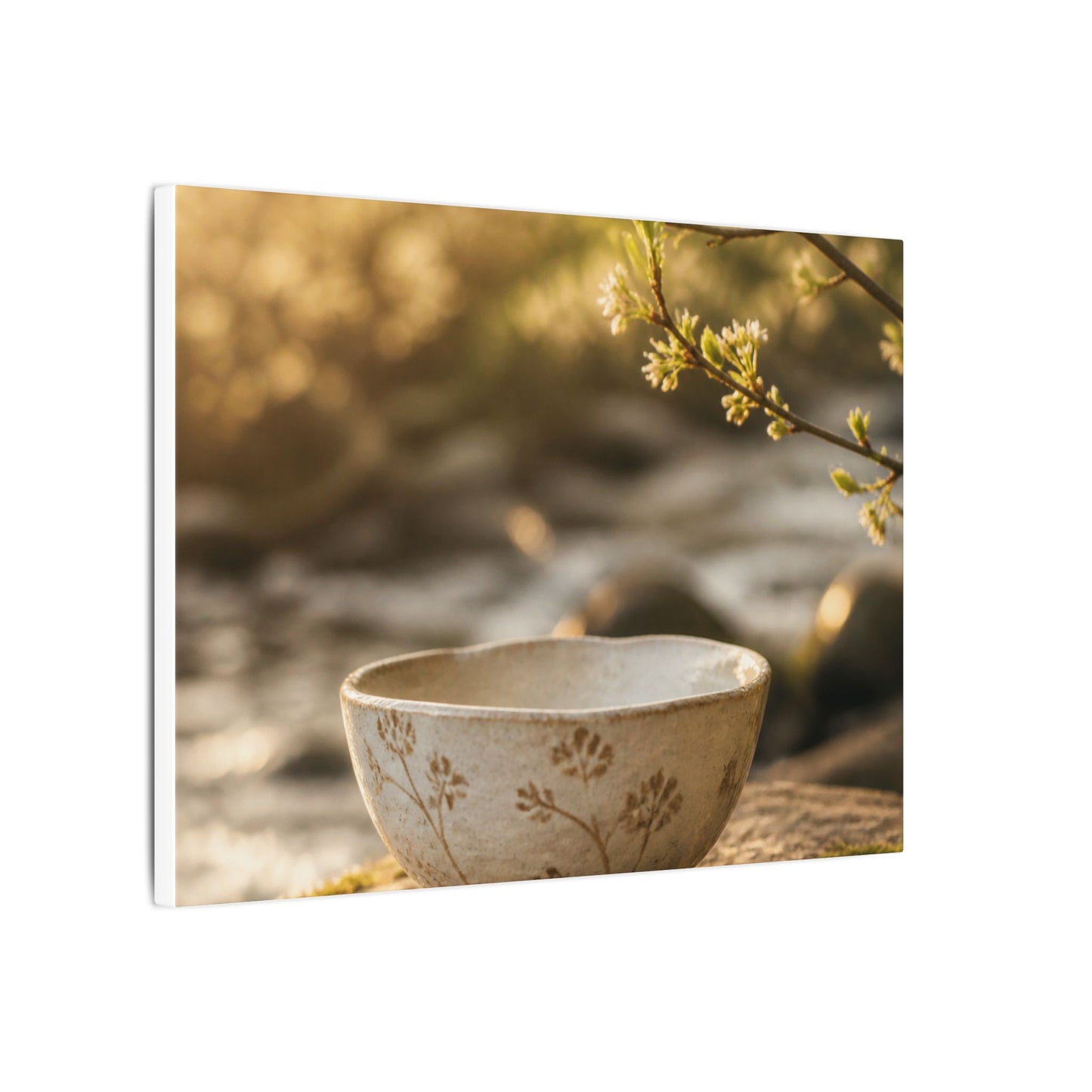 Neutral Ceramic Bowl Canvas Art - Japanese Pattern Japandi