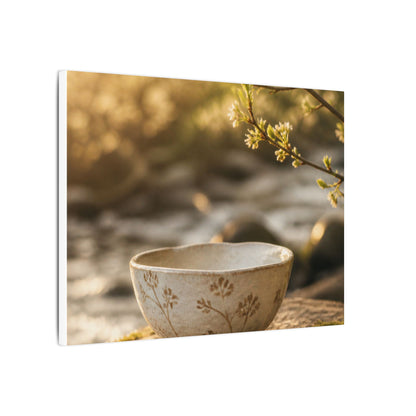 Neutral Ceramic Bowl Canvas Art - Japanese Pattern Japandi