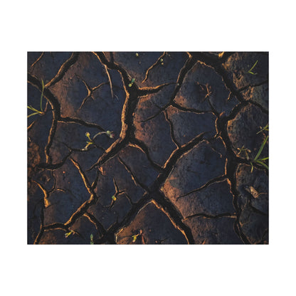 Cracked Earth Moody Minimal Canvas Art | Luxurious Dark Japandi Art