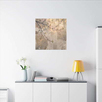 Summer Cherry Blossom Texture Canvas Art | Neutral Decor