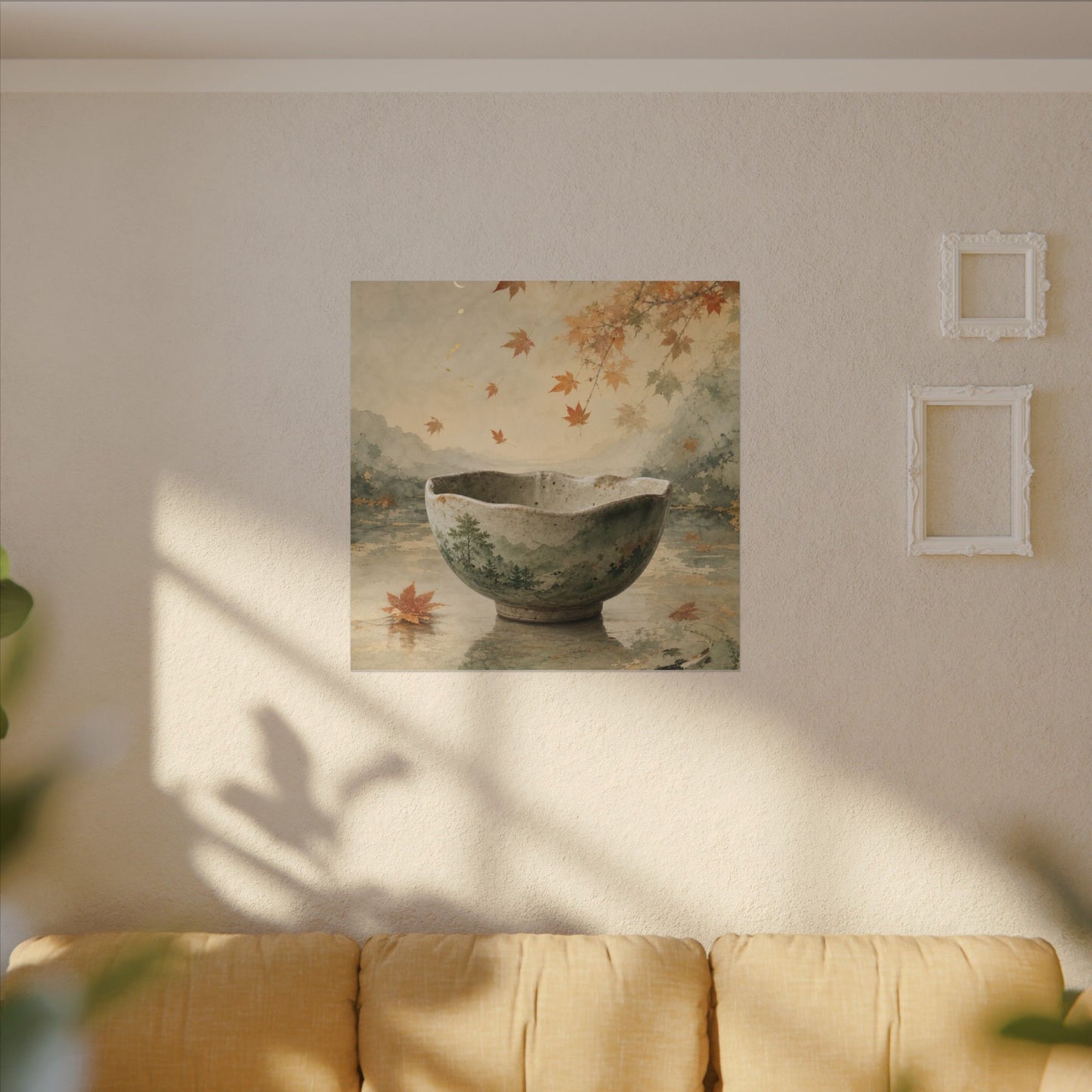 Autumn Ceramic Bowl Watercolor Canvas Art | Cozy Decor