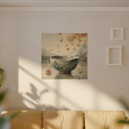 Autumn Ceramic Bowl Watercolor Canvas Art | Cozy Decor