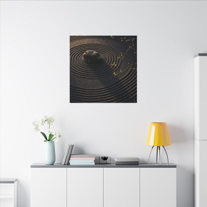 Rock Garden Shadow Zen Canvas Art | Bold Dark Japandi Art