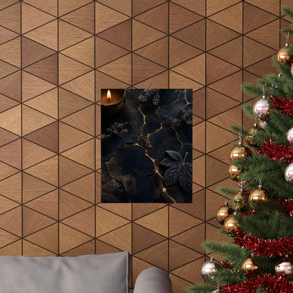 Luxurious Cracked Earth Wall Art Print - Moody Minimal Dark Japandi
