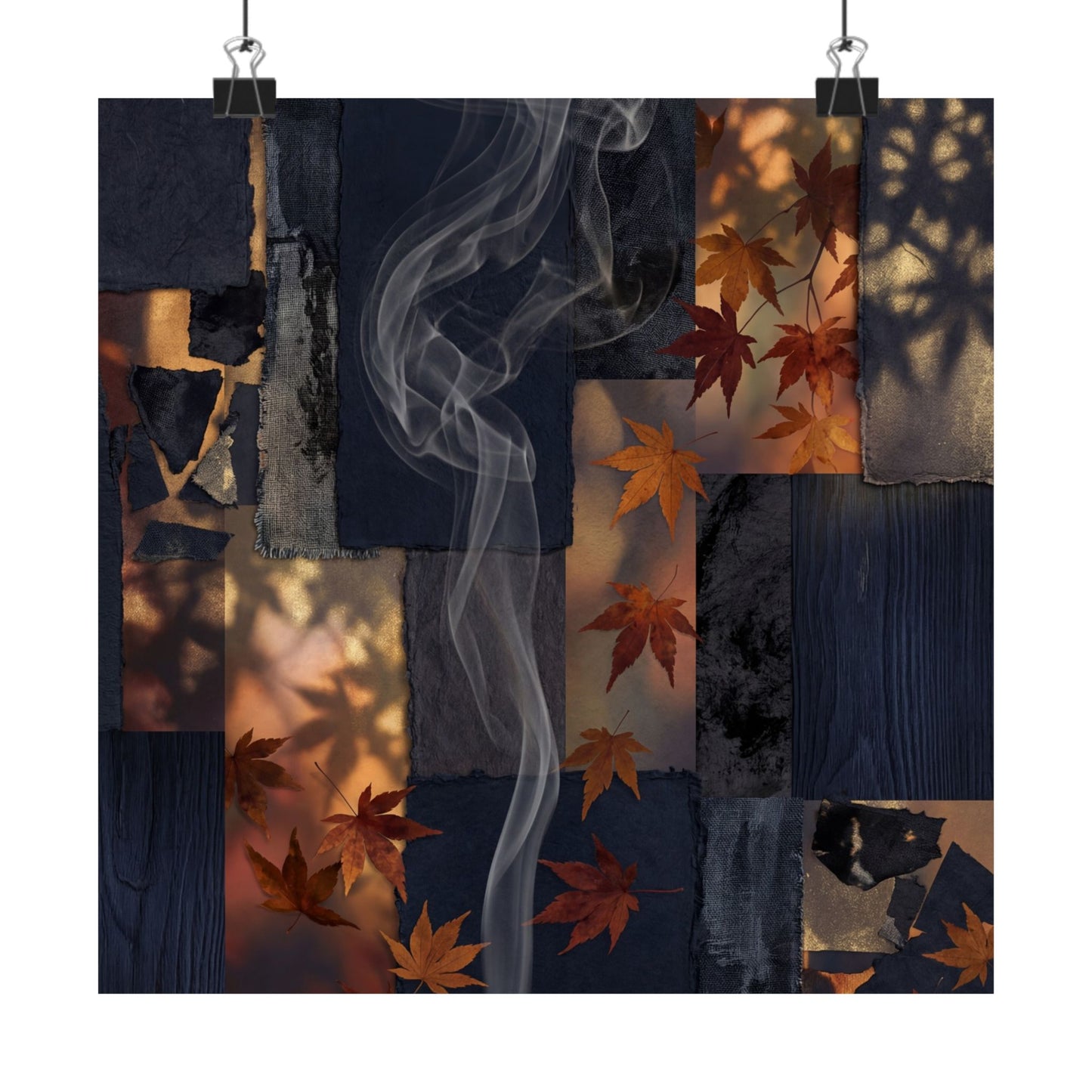 Dappled Incense Smoke Wall Art Print - Dark Japandi Seijaku Art Print