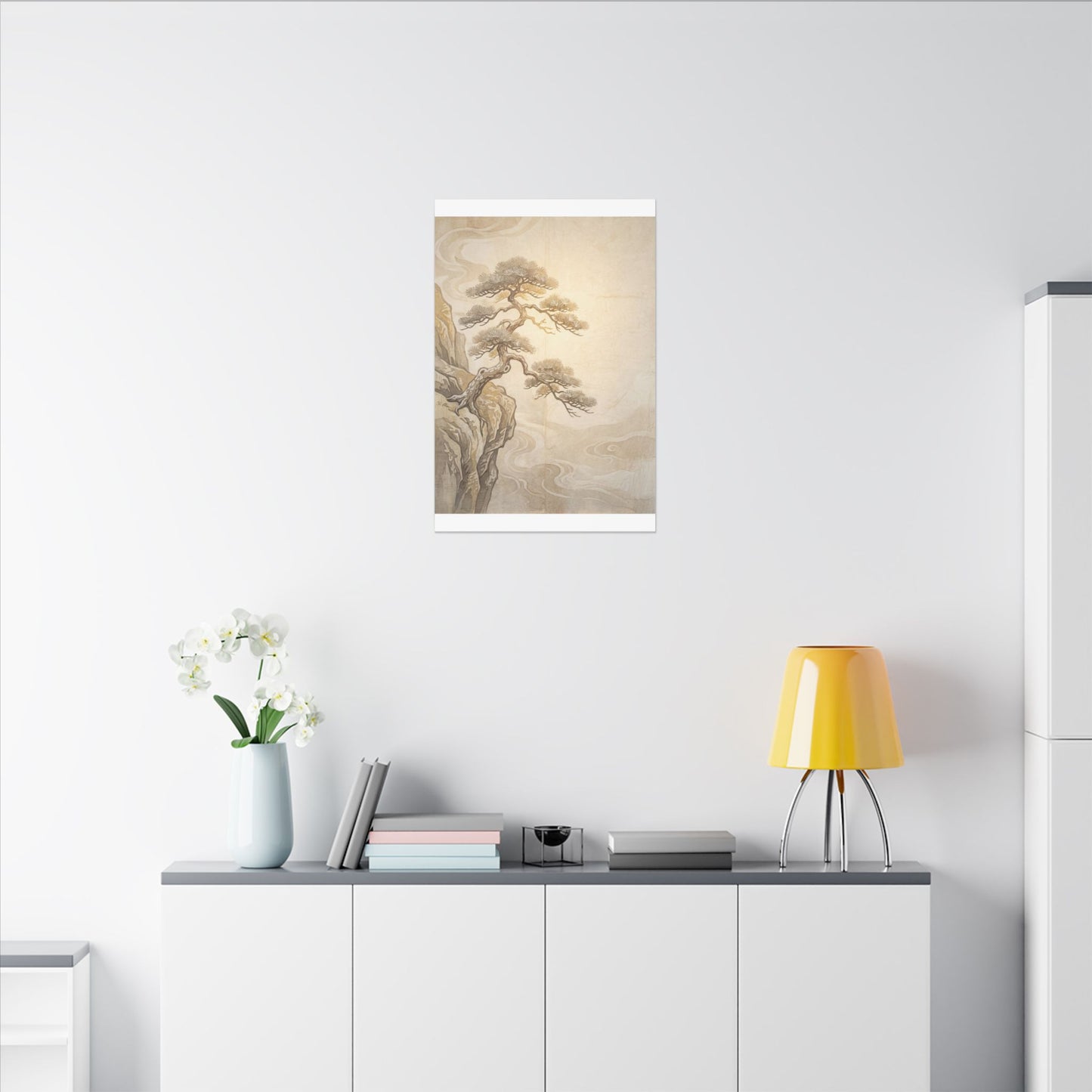 Winter Pine Tree Japanese Pattern Canvas Art | Elegant Decor