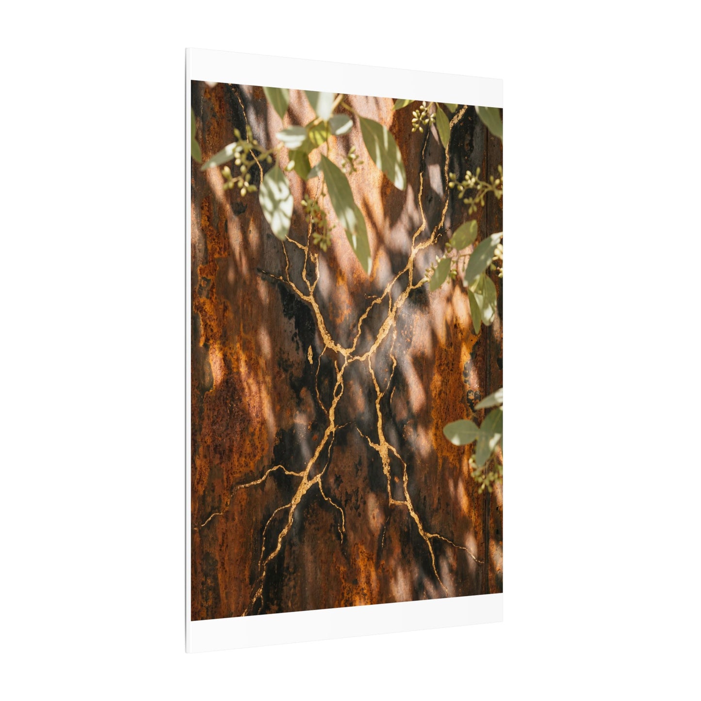 Kanso Rust Patina Canvas Art - Kintsugi Gold Vein