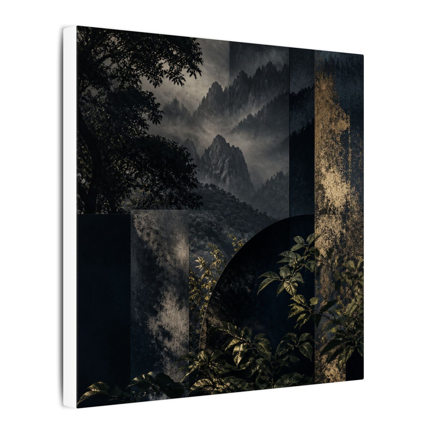 Mountain Mist Summer Canvas Art | Dark Japandi Atmospheric Design