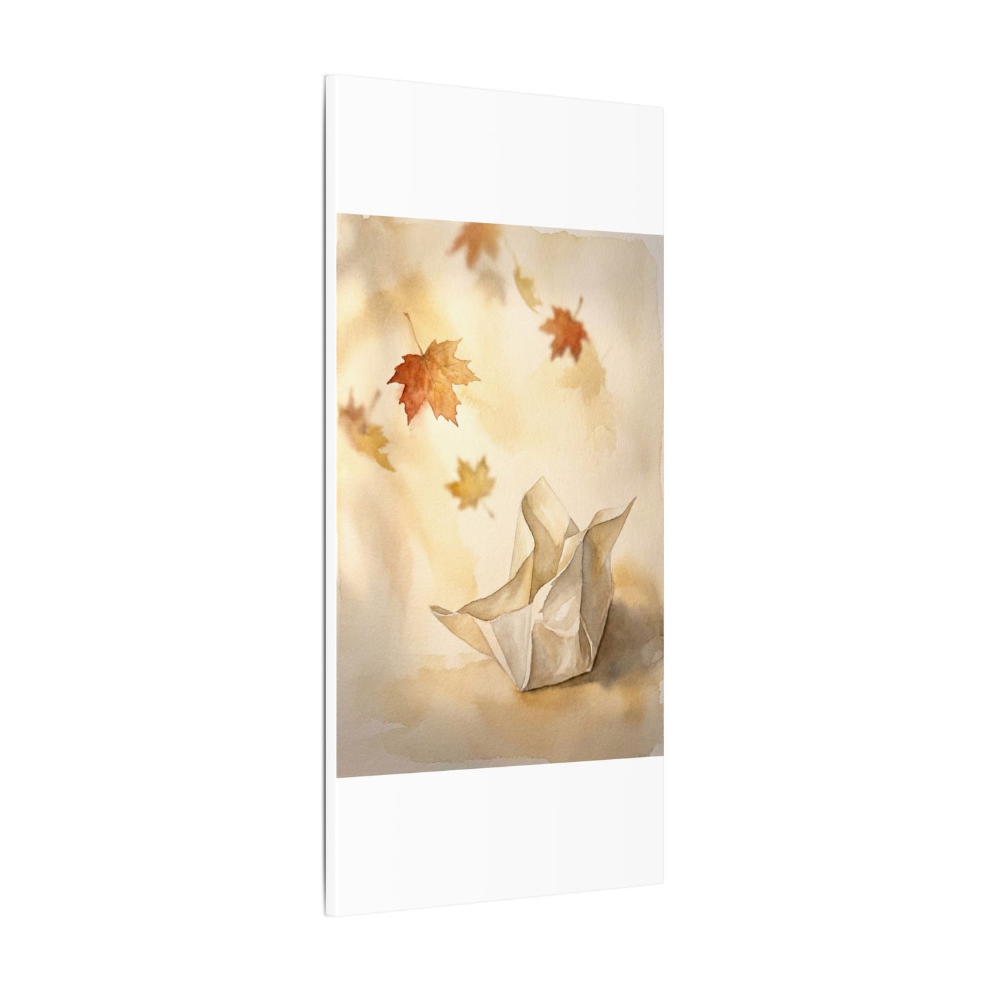 Japandi Paper Fold in Golden Hour | Watercolor Canvas Art