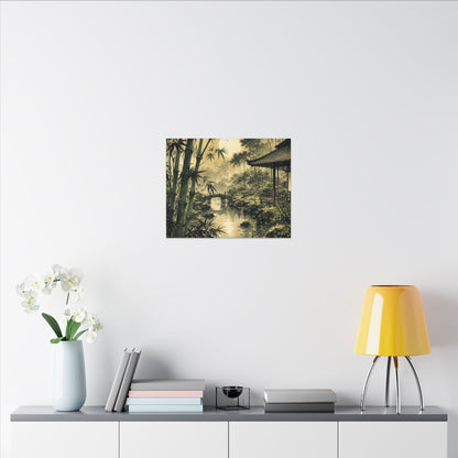 Moonlit Garden Sumi E Canvas Art | Calm Zen Art