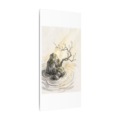 Serene Rock Garden Canvas Art - Sumi E Zen