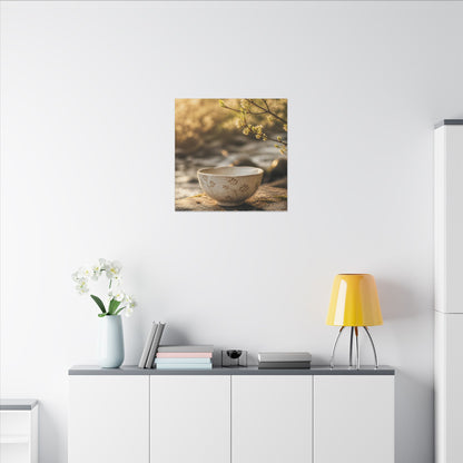 Neutral Ceramic Bowl Canvas Art - Japanese Pattern Japandi