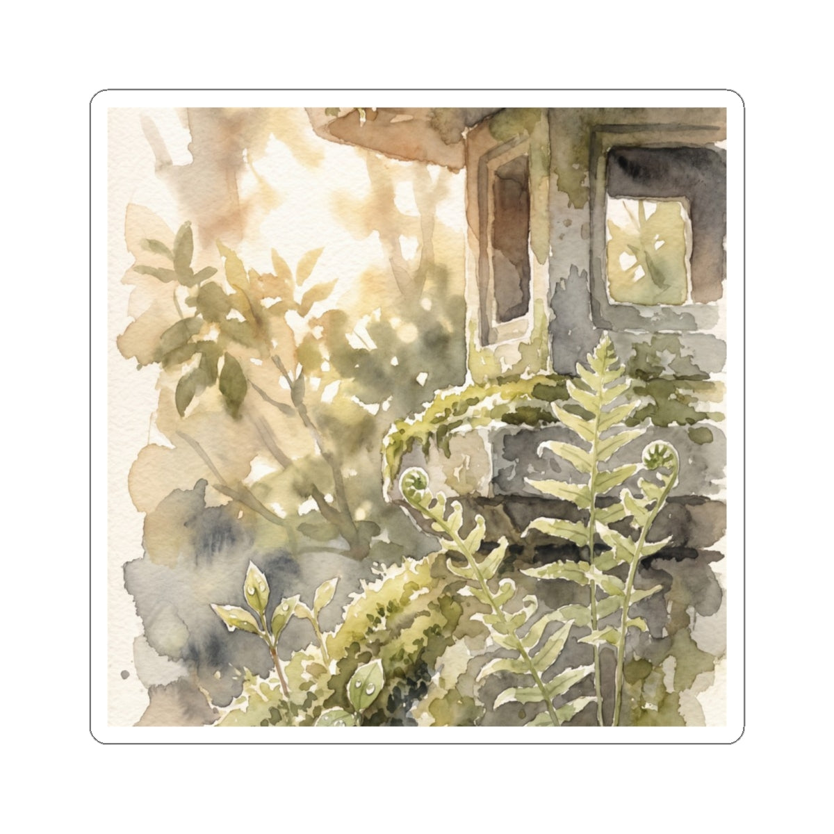 Golden Hour Stone Lantern Sticker - Japandi Seijaku
