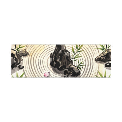 Zen Rock Garden in Golden Hour | Sumi E Canvas Art