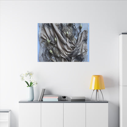 Japandi Silk Drape in Moonlight | Texture Canvas Art